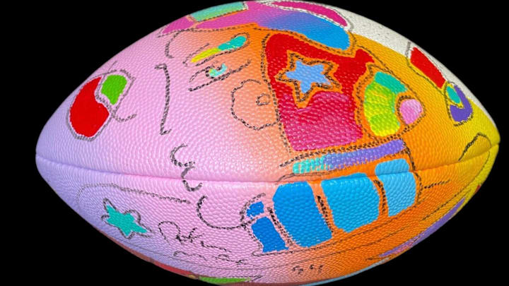 Super Bowl XXVIII Football Painted and Signed by artist Peter Max