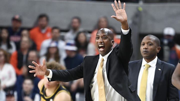 Feb 14, 2023; Auburn, Alabama, USA; Missouri Tigers associate head coach Charlton Young reacts to a play during the first half of a game against the Auburn Tigers at Neville Arena. Mandatory Credit: Julie Bennett-Imagn Images Feb 14, 2023; Auburn, Alabama, USA; Missouri Tigers associate head coach Charlton Young reacts to a play during the first half of a game against the Auburn Tigers at Neville Arena. Mandatory Credit: Julie Bennett-Imagn Images