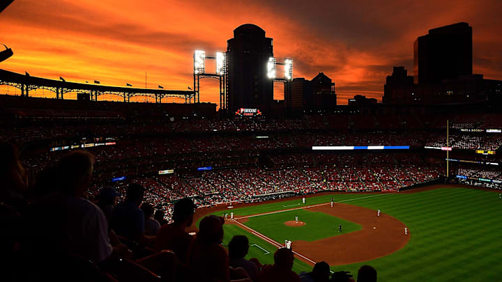 Aug 20, 2019; St. Louis, MO, USA; A general view of Busch Stadium as the sun sets during the fourth inning of a game between the St. Louis Cardinals and the Milwaukee Brewers. Mandatory Credit: Jeff Curry-Imagn Images Aug 20, 2019; St. Louis, MO, USA; A general view of Busch Stadium as the sun sets during the fourth inning of a game between the St. Louis Cardinals and the Milwaukee Brewers. Mandatory Credit: Jeff Curry-Imagn Images
