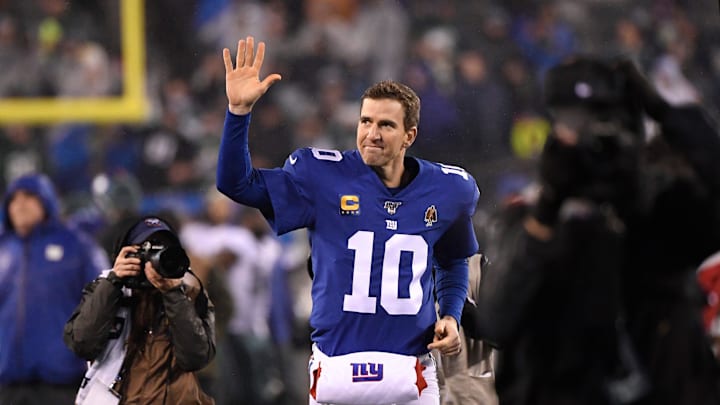 New York Giants quarterback Eli Manning (10) waves to the fans as he exits the field at MetLife Stadium for possibly the last time in his career. The Eagles defeat the Giants, 34-17, on Sunday, Dec. 29, 2019, in East Rutherford.
Nyg Vs Phi New York Giants quarterback Eli Manning (10) waves to the fans as he exits the field at MetLife Stadium for possibly the last time in his career. The Eagles defeat the Giants, 34-17, on Sunday, Dec. 29, 2019, in East Rutherford.
Nyg Vs Phi