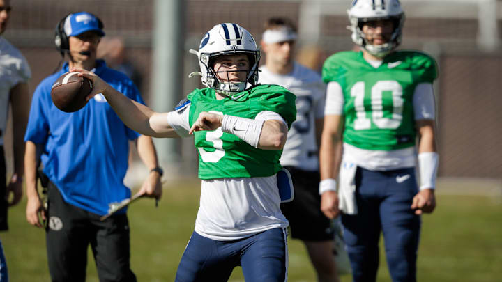 BYU quarterback McCae Hillstead at BYU Spring Camp