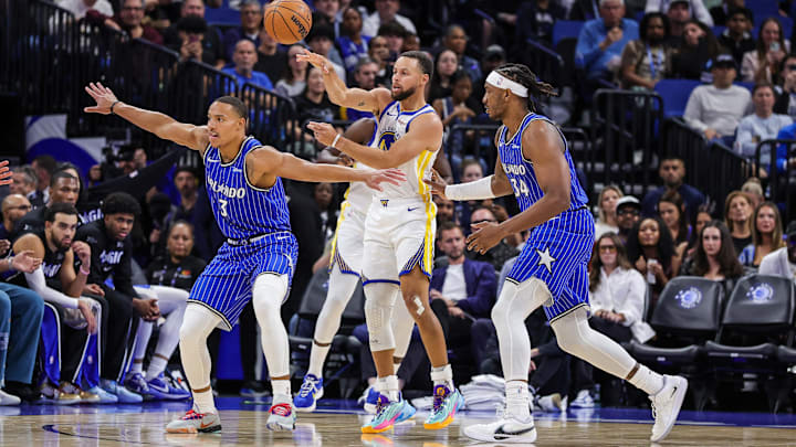 Golden State Warriors guard Stephen Curry had a big game against the Orlando Magic last month but couldn't prevent his team from falling at Kia Center. Mandatory Credit: Mike Watters-Imagn Images