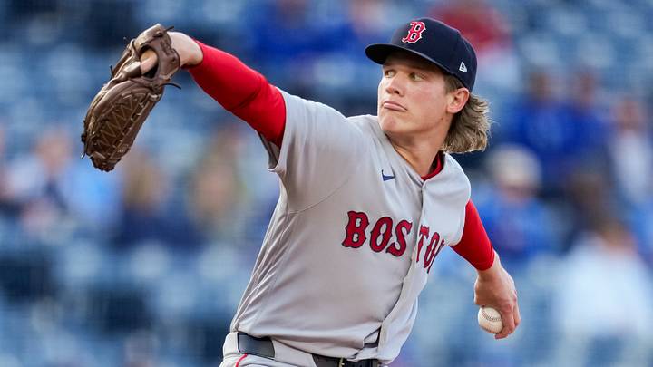 May 20, 2026; Kansas City, Missouri, USA; Boston Red Sox starting pitcher Connelly Early (71) pitches during the first inning against the Kansas City Royals at Kauffman Stadium. Mandatory Credit: Jay Biggerstaff-Imagn Images