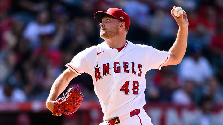 May 24, 2026; Anaheim, California, USA; Los Angeles Angels pitcher Reid Detmers (48) delivers during the first inning against the Texas Rangers at Angel Stadium. Mandatory Credit: William Liang-Imagn Images May 24, 2026; Anaheim, California, USA; Los Angeles Angels pitcher Reid Detmers (48) delivers during the first inning against the Texas Rangers at Angel Stadium. Mandatory Credit: William Liang-Imagn Images