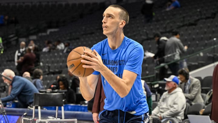 Dec 2, 2023; Dallas, Texas, USA; Oklahoma City Thunder forward Aleksej Pokusevski (17)