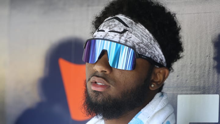 Jun 19, 2022; Pittsburgh, Pennsylvania, USA; Pittsburgh Pirates shortstop Liover Peguero (60) looks