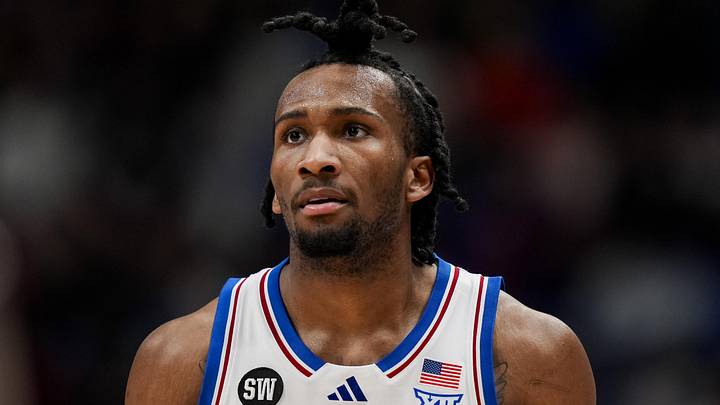 Jan 24, 2026; Columbia, Missouri, USA; Kansas Jayhawks guard Darryn Peterson (22) reacts during the first half against the BYU Cougars at Mizzou Arena. Mandatory Credit: Jay Biggerstaff-Imagn Images Jan 24, 2026; Columbia, Missouri, USA; Kansas Jayhawks guard Darryn Peterson (22) reacts during the first half against the BYU Cougars at Mizzou Arena. Mandatory Credit: Jay Biggerstaff-Imagn Images
