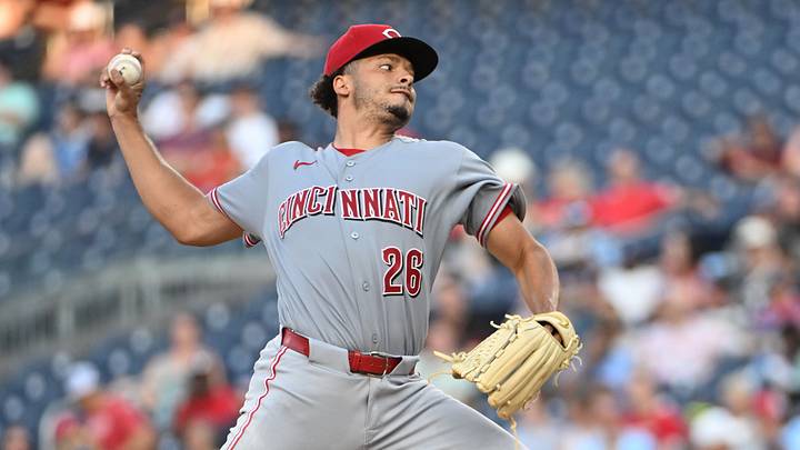 Aug 8, 2026; Washington, District of Columbia, USA; Cincinnati Reds pitcher Chase Burns (26) throws to the Washington Nationals during the second inning at Nationals Park. Mandatory Credit: Brad Mills-Imagn Images Aug 8, 2026; Washington, District of Columbia, USA; Cincinnati Reds pitcher Chase Burns (26) throws to the Washington Nationals during the second inning at Nationals Park. Mandatory Credit: Brad Mills-Imagn Images