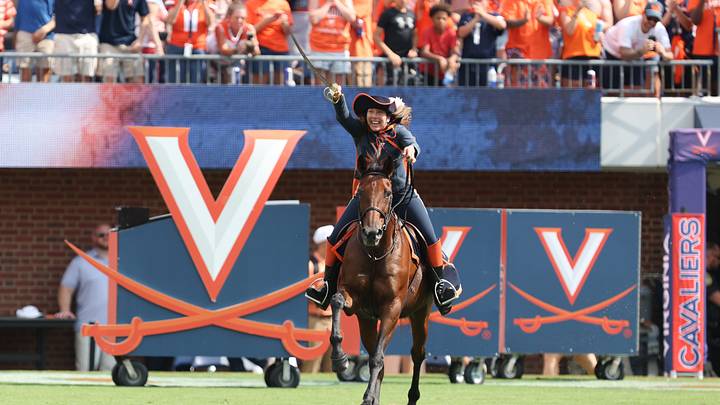 Aug 29, 2026; Charlottesville, Virginia, USA; Virginia Cavaliers rider and horse before the game against the NC State Wolfpack at Scott Stadium. Mandatory Credit: Greg Atkins-Imagn Images Aug 29, 2026; Charlottesville, Virginia, USA; Virginia Cavaliers rider and horse before the game against the NC State Wolfpack at Scott Stadium. Mandatory Credit: Greg Atkins-Imagn Images