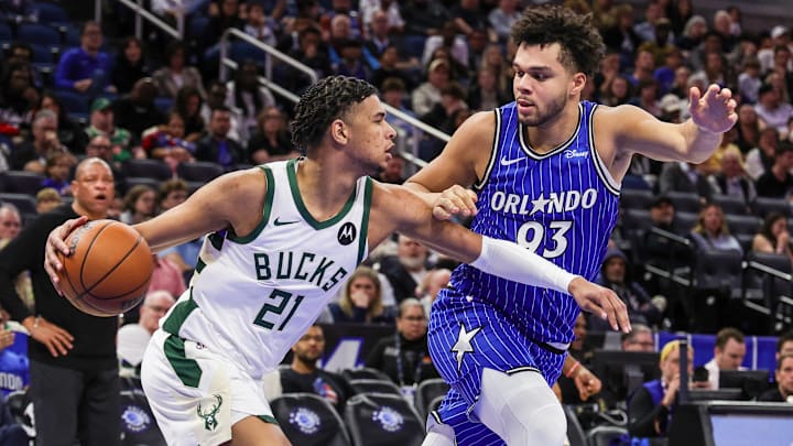 Feb 9, 2026; Orlando, Florida, USA; Orlando Magic forward Noah Penda (93) defends Milwaukee Bucks forward Ousmane Dieng (21) during the second half at Kia Center. Mandatory Credit: Mike Watters-Imagn Images Feb 9, 2026; Orlando, Florida, USA; Orlando Magic forward Noah Penda (93) defends Milwaukee Bucks forward Ousmane Dieng (21) during the second half at Kia Center. Mandatory Credit: Mike Watters-Imagn Images
