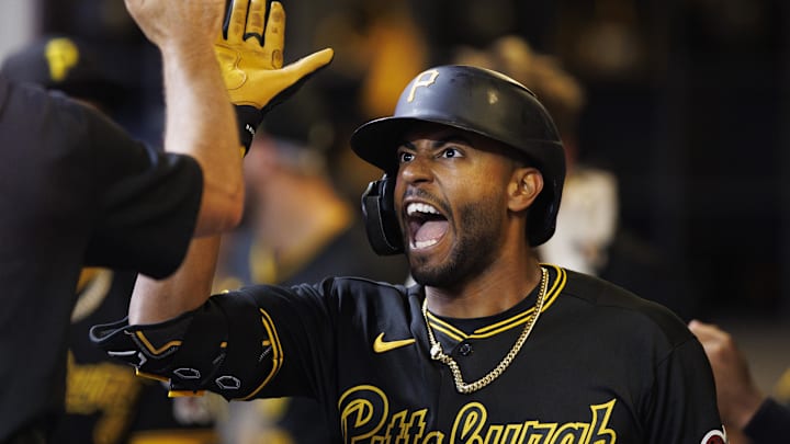 Aug 4, 2023; Milwaukee, Wisconsin, USA;  Pittsburgh Pirates left fielder Josh Palacios (54)