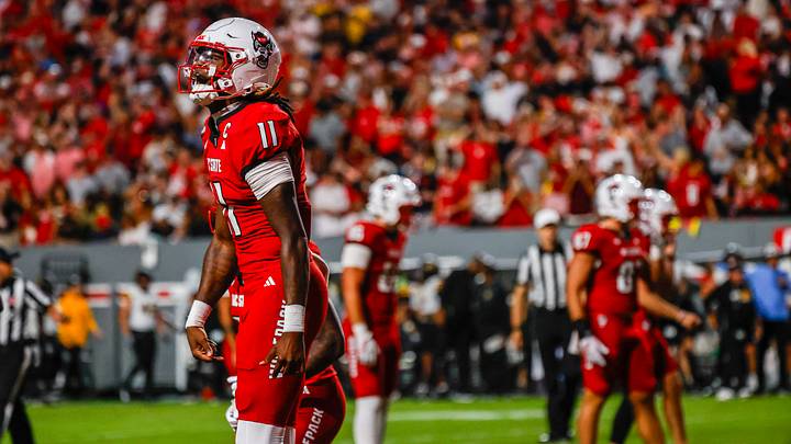 Sep 26, 2026; Raleigh, North Carolina, USA; NC State Wolfpack quarterback CJ Bailey (11) celebrates during the first half of the game against App State Mountaineers at Carter-Finley Stadium. Mandatory Credit: Jaylynn Nash-Imagn Images Sep 26, 2026; Raleigh, North Carolina, USA; NC State Wolfpack quarterback CJ Bailey (11) celebrates during the first half of the game against App State Mountaineers at Carter-Finley Stadium. Mandatory Credit: Jaylynn Nash-Imagn Images