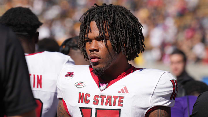 Oct 19, 2024; Berkeley, California, USA; North Carolina State Wolfpack cornerback Tamarcus Cooley (15) stands on the sideline during the first quarter against the California Golden Bears at California Memorial Stadium. Mandatory Credit: Darren Yamashita-Imagn Images