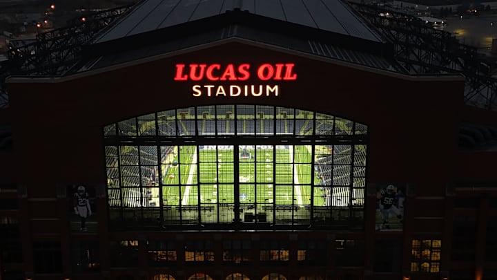 A general view of Lucas Oil Stadium, site of the 2024 Big Ten Championship Game between Penn State and Oregon. 