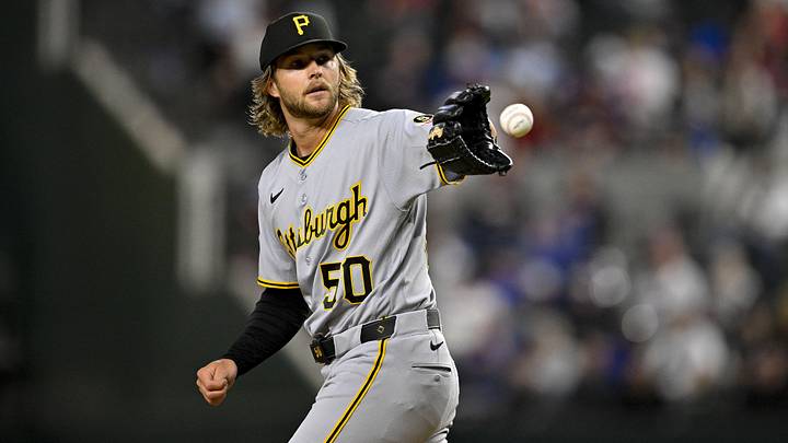 Apr 21, 2026; Arlington, Texas, USA; Pittsburgh Pirates starting pitcher Carmen Mlodzinski (50) pitches against the Texas Rangers during the first inning at Globe Life Field. Mandatory Credit: Jerome Miron-Imagn Images Apr 21, 2026; Arlington, Texas, USA; Pittsburgh Pirates starting pitcher Carmen Mlodzinski (50) pitches against the Texas Rangers during the first inning at Globe Life Field. Mandatory Credit: Jerome Miron-Imagn Images