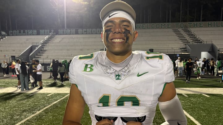 Dayton Raiola following Buford's 2026 victory over Collins Hill