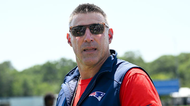Jul 28, 2025; Foxborough, MA, USA; New England Patriots head coach Mike Vrabel leaves the practice fields after training camp at Gillette Stadium. Mandatory Credit: Eric Canha-Imagn Images