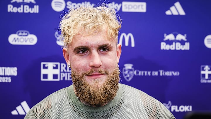 Jake Paul is in the Mixed Zone during the Kings World Cup Nations 2025 Final match between Brazil and Colombia.