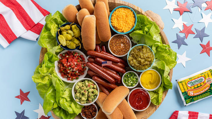The Ultimate DIY Hot Dog Board courtesy of Nathan's. Image courtesy of Nathan's Hot Dogs.