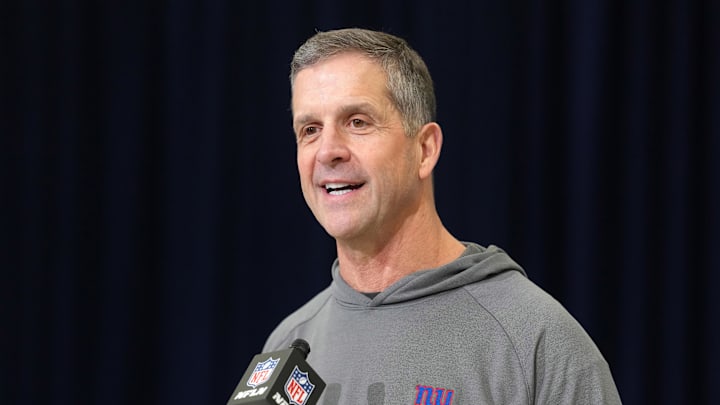 New York Giants coach John Harbaugh led the team through its first voluntary practice session under his watch on Tuesday.