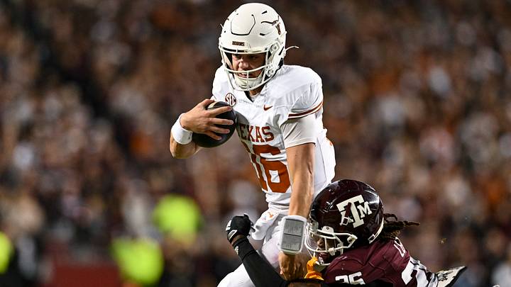 Nov 30, 2024; College Station, Texas, USA; Texas Longhorns quarterback Arch Manning Nov 30, 2024; College Station, Texas, USA; Texas Longhorns quarterback Arch Manning