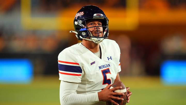 Sep 5, 2026; Tempe, Arizona, USA; Morgan State Bears quarterback Cameron Edge (5) looks on against the Arizona State Sun Devils during the first half at Mountain America Stadium. Mandatory Credit: Joe Camporeale-Imagn Images Sep 5, 2026; Tempe, Arizona, USA; Morgan State Bears quarterback Cameron Edge (5) looks on against the Arizona State Sun Devils during the first half at Mountain America Stadium. Mandatory Credit: Joe Camporeale-Imagn Images