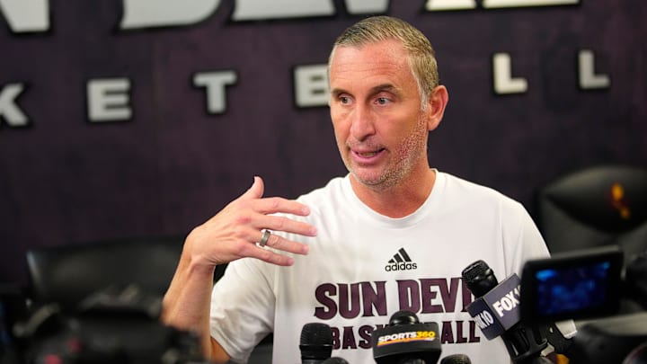 ASU head coach Bobby Hurley speaks to the press at Weatherup Center in Tempe, Ariz. on June 4, 2025.