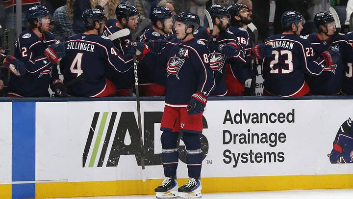 Jan 22, 2026; Columbus, Ohio, USA; Columbus Blue Jackets defenseman Zach Werenski (8) celebrates his goal against the Dallas Stars during the first period at Nationwide Arena. Mandatory Credit: Russell LaBounty-Imagn Images Jan 22, 2026; Columbus, Ohio, USA; Columbus Blue Jackets defenseman Zach Werenski (8) celebrates his goal against the Dallas Stars during the first period at Nationwide Arena. Mandatory Credit: Russell LaBounty-Imagn Images
