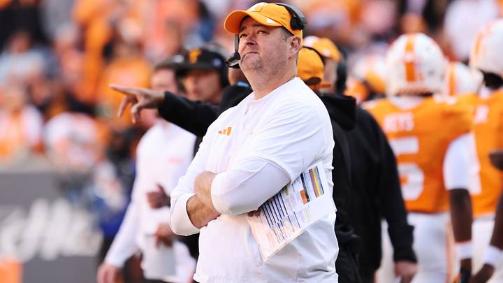 Oct 17, 2026; Knoxville, Tennessee, USA;  Tennessee Volunteers head coach Josh Heupel looks on during the first half against the Alabama Crimson Tide at Neyland Stadium.  Mandatory Credit: Randy Sartin-Imagn Images