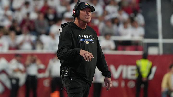 Oct 10, 2026; Salt Lake City, Utah, USA; Kansas Jayhawks head coach Lance Leipold looks on during the first half against the Kansas Jayhawks at Rice-Eccles Stadium. Mandatory Credit: Aaron Baker-Imagn Images Oct 10, 2026; Salt Lake City, Utah, USA; Kansas Jayhawks head coach Lance Leipold looks on during the first half against the Kansas Jayhawks at Rice-Eccles Stadium. Mandatory Credit: Aaron Baker-Imagn Images