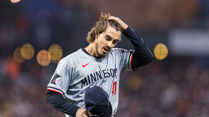 San Francisco, California, USA; Minnesota Twins starting pitcher Joe Ryan (41) leaves the field after being lifted during the sixth inning of the game against the San Francisco Giants at Oracle Park. Mandatory Credit: John Hefti-USA TODAY Sports