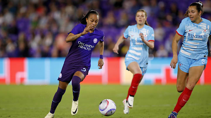  Orlando Pride forward Adriana Leal da Silva (9) dribbles the ball against the Chicago Red Stars during the second half at Inter&Co Stadium