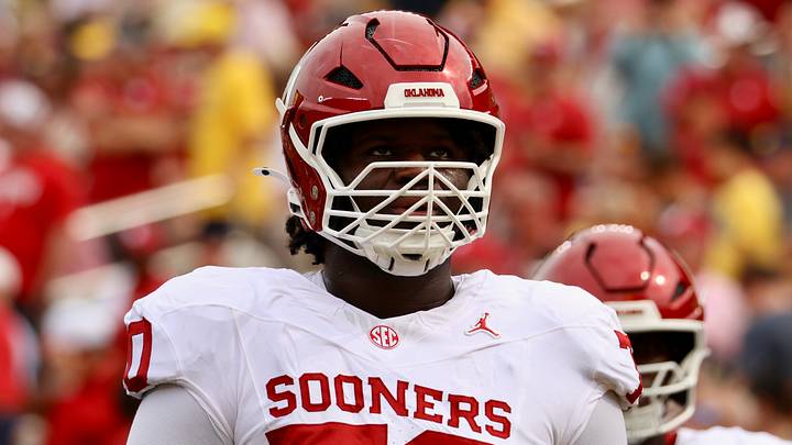 Oklahoma offensive lineman Ryan Fodje warms up before facing Michigan. Oklahoma offensive lineman Ryan Fodje warms up before facing Michigan.