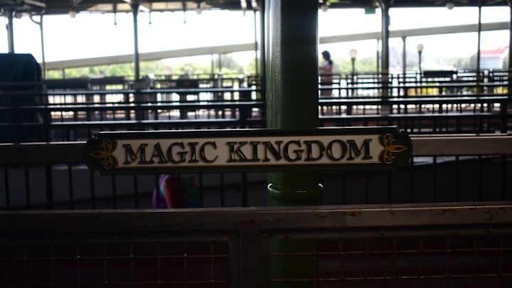 The sign for Magic Kingdom on the monorail platform. Photo Credit: Brian Miller