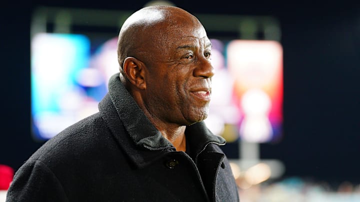 Magic Johnson attends the 2024 NWSL Championship match at CPKC Stadium.