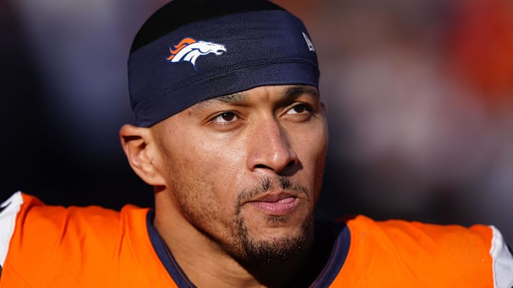 Denver Broncos tight end Evan Engram Denver Broncos tight end Evan Engram