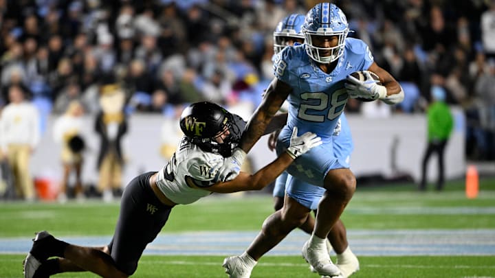Omarion Hampton powers past defensive back Nick Andersen for North Carolina last season. Is Hampton a top-10 pick, or may No. 10? Omarion Hampton powers past defensive back Nick Andersen for North Carolina last season. Is Hampton a top-10 pick, or may No. 10?