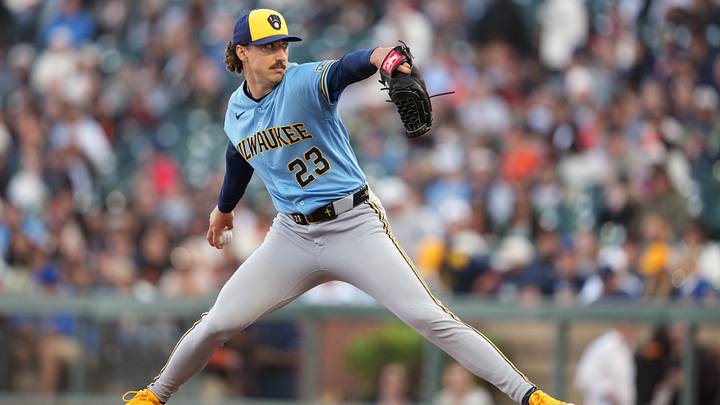 Jul 27, 2026; San Francisco, California, USA; Milwaukee Brewers starting pitcher Brandon Sproat (23) throws a pitch against the San Francisco Giants during the first inning at Oracle Park. Mandatory Credit: Darren Yamashita-Imagn Images Jul 27, 2026; San Francisco, California, USA; Milwaukee Brewers starting pitcher Brandon Sproat (23) throws a pitch against the San Francisco Giants during the first inning at Oracle Park. Mandatory Credit: Darren Yamashita-Imagn Images