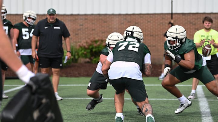 Scenes from Michigan State's first day of football practice at the Skandalaris Football Center, Tuesday, July 29, 2025.