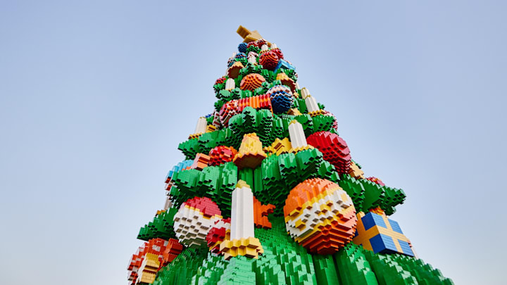 This LEGO tree towers over 35 feet.