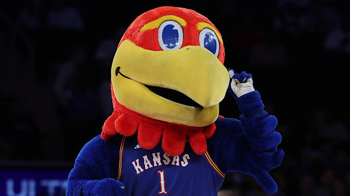 The Kansas Jayhawks mascot The Kansas Jayhawks mascot