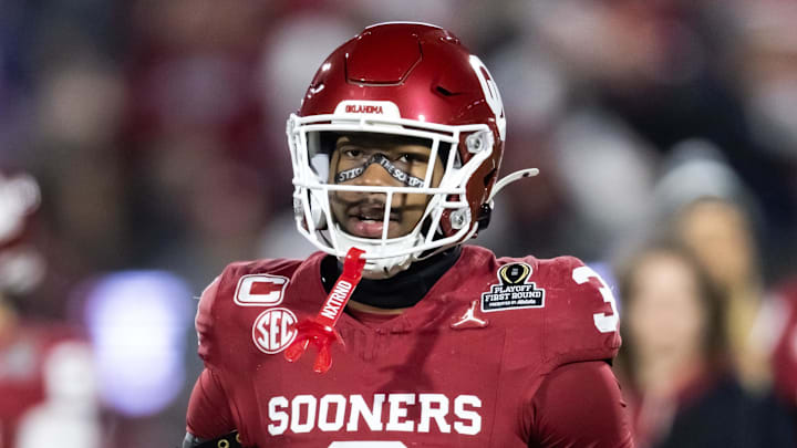Dec 19, 2025; Norman, OK, USA; Oklahoma Sooners defensive back Robert Spears-Jennings (3) against the Alabama Crimson Tide during the CFP National Playoff First Round at Gaylord Family Oklahoma Memorial Stadium. Mandatory Credit: Mark J. Rebilas-Imagn Images