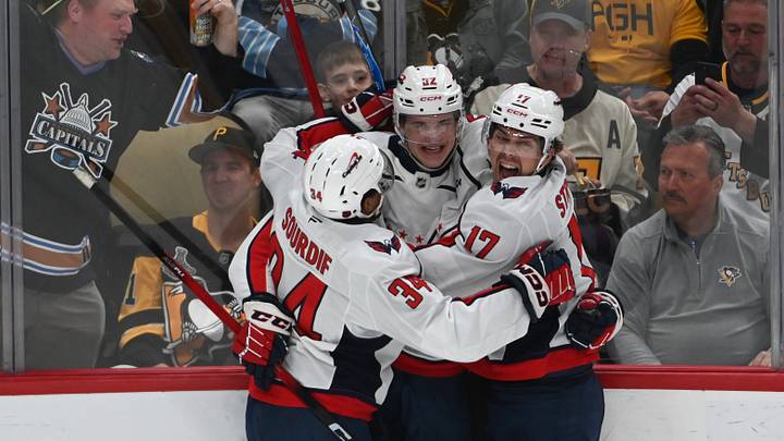 Apr 11, 2026; Pittsburgh, Pennsylvania, USA; Washington Capitals left wing Alex Ovechkin (8) moves the puck by Pittsburgh Penguins center Sidney Crosby (87) during the first period at PPG Paints Arena. Mandatory Credit: Philip G. Pavely-Imagn Images Apr 11, 2026; Pittsburgh, Pennsylvania, USA; Washington Capitals left wing Alex Ovechkin (8) moves the puck by Pittsburgh Penguins center Sidney Crosby (87) during the first period at PPG Paints Arena. Mandatory Credit: Philip G. Pavely-Imagn Images