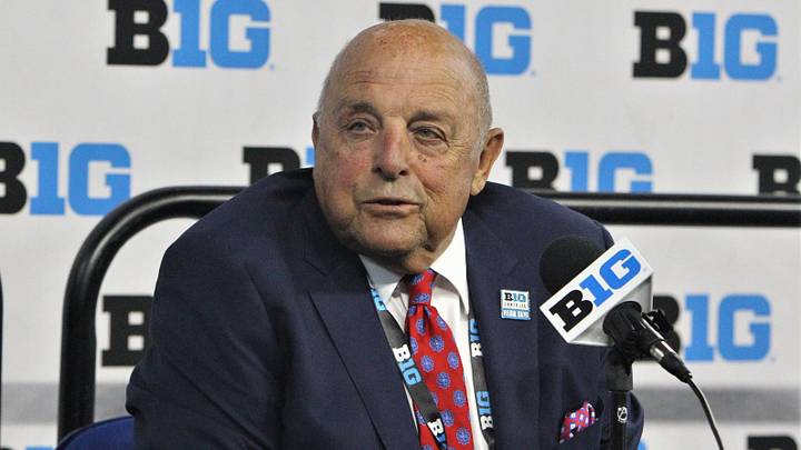 Former University of Wisconsin football coach and athletic director Barry Alvarez answer questions at the Big Ten football media day on Wednesday July 27, 2022 at Lucas Oil Stadium in Indianapolis. Alvarez is the Big Ten Conference Special Advisor for football.

Barry Alvarez July 27 2022