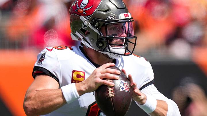 Tampa Bay Buccaneers quarterback Baker Mayfield (6) drops back to throw in the first quarter of the NFL Week 1 game between the Cincinnati Bengals and the Tampa Bay Buccaneers at Paycor Stadium in Cincinnati on Sunday, Sept. 13, 2026. Tampa Bay Buccaneers quarterback Baker Mayfield (6) drops back to throw in the first quarter of the NFL Week 1 game between the Cincinnati Bengals and the Tampa Bay Buccaneers at Paycor Stadium in Cincinnati on Sunday, Sept. 13, 2026.