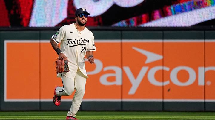 Sep 12, 2026; Minneapolis, Minnesota, USA; Minnesota Twins center fielder Emmanuel Rodriguez (21) celebrates the win over the Cleveland Guardians after the ninth inning at Target Field. Mandatory Credit: Bruce Kluckhohn-Imagn Images Sep 12, 2026; Minneapolis, Minnesota, USA; Minnesota Twins center fielder Emmanuel Rodriguez (21) celebrates the win over the Cleveland Guardians after the ninth inning at Target Field. Mandatory Credit: Bruce Kluckhohn-Imagn Images