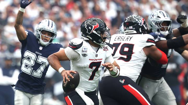 Oct 4, 2026; Houston, Texas, USA; Houston Texans quarterback C.J. Stroud (7) looks to throw downfield against the Dallas Cowboys during the second half at Reliant Stadium. Mandatory Credit: Troy Taormina-Imagn Images Oct 4, 2026; Houston, Texas, USA; Houston Texans quarterback C.J. Stroud (7) looks to throw downfield against the Dallas Cowboys during the second half at Reliant Stadium. Mandatory Credit: Troy Taormina-Imagn Images