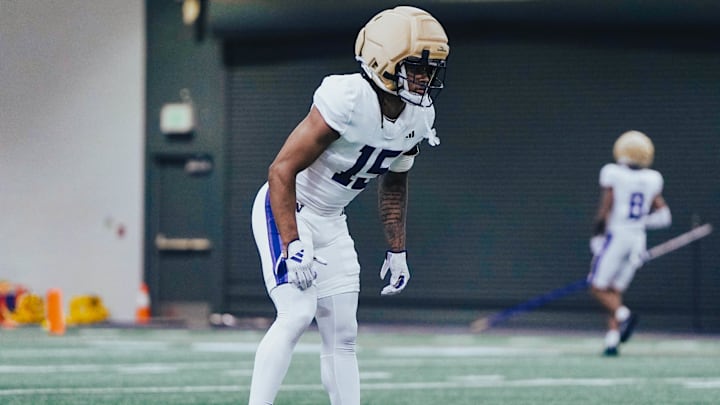 Rahim Wright II sets up at safety during UW spring ball. 