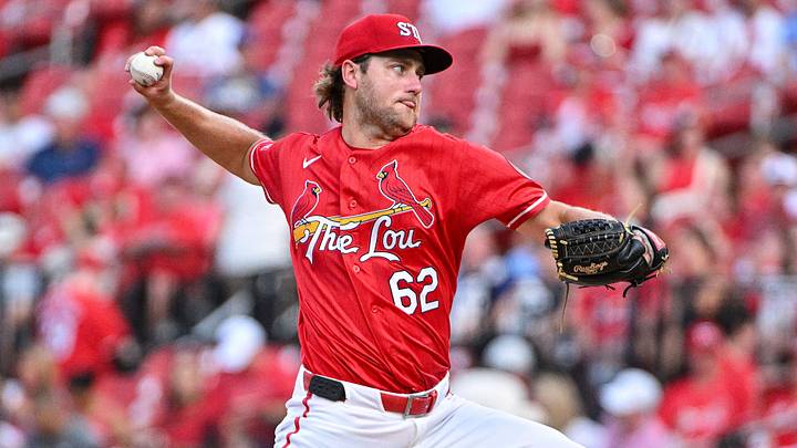 Aug 7, 2026; St. Louis, Missouri, USA; St. Louis Cardinals starting pitcher Kyle Leahy (62) throws against the Colorado Rockies during the first inning at Busch Stadium. Mandatory Credit: Jeff Curry-Imagn Images Aug 7, 2026; St. Louis, Missouri, USA; St. Louis Cardinals starting pitcher Kyle Leahy (62) throws against the Colorado Rockies during the first inning at Busch Stadium. Mandatory Credit: Jeff Curry-Imagn Images