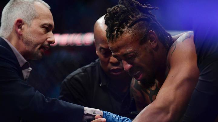 Greg Hardy following his loss against Tai Tuivasa during UFC 264 at T-Mobile Arena. Greg Hardy following his loss against Tai Tuivasa during UFC 264 at T-Mobile Arena.